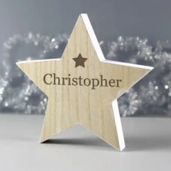 Personalised Any Name Rustic Wooden Star Decoration -PERSONALISE STORE p0111b13 3