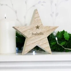 Personalised Any Name Rustic Wooden Star Decoration -PERSONALISE STORE p0111b13 4