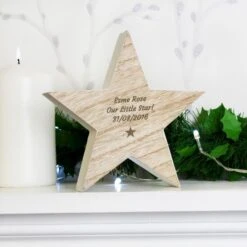 Personalised Star Motif Rustic Wooden Star Decoration -PERSONALISE STORE p0111b14 5