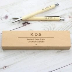 Personalised Classic Wooden Pen & Pencil Box Set -PERSONALISE STORE p0111b24 4