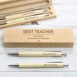 Personalised Classic Wooden Pen & Pencil Box Set -PERSONALISE STORE p0111b24 9