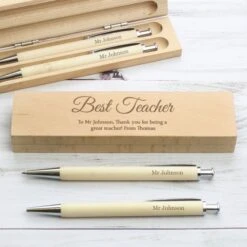 Personalised Any Message Wooden Pen & Pencil Box Set