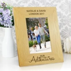 Personalised Our Adventures 6x4 Oak Finish Photo Frame -PERSONALISE STORE p0111b38 3