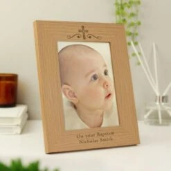 Personalised Religious Swirl 5x7 Wooden Photo Frame -PERSONALISE STORE p0111b39 2