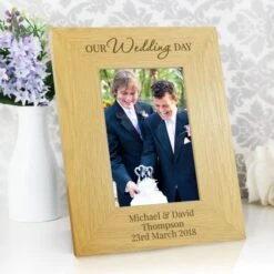 Personalised Our Wedding Day 6x4 Oak Finish Photo Frame 6 Personalised Our Wedding Day 6x4 Oak Finish Photo Frame -PERSONALISE STORE p0111b44 2