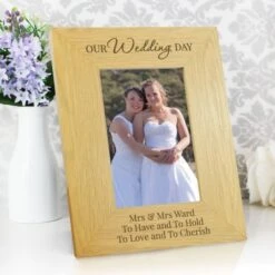 Personalised Our Wedding Day 6x4 Oak Finish Photo Frame 7 Personalised Our Wedding Day 6x4 Oak Finish Photo Frame -PERSONALISE STORE p0111b44 3