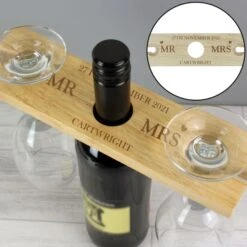Personalised Married Couple Wine Glass & Bottle Holder -PERSONALISE STORE p0111c31 5