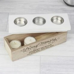 Personalised In Loving Memory Triple Tea Light Box -PERSONALISE STORE p0111c43 3