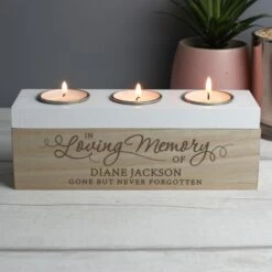 Personalised In Loving Memory Triple Tea Light Box -PERSONALISE STORE p0111c43 4