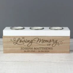 Personalised In Loving Memory Triple Tea Light Box -PERSONALISE STORE p0111c43 5