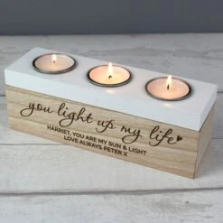 Personalised You Light Up My Life Triple Tea Light Box -PERSONALISE STORE p0111c70 3