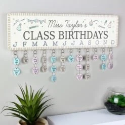 Personalised Classroom Office Birthday Planner Plaque With Customisable Discs