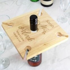 Personalised Wine O'clock Four Wine Glass Holder & Bottle Holder -PERSONALISE STORE p0111c94 2