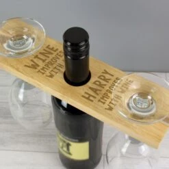 Personalised "Improves With Wine" Wine Glass & Bottle Holder