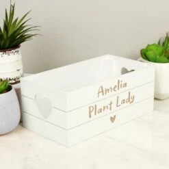 Personalised Free Text Heart White Wooden Crate -PERSONALISE STORE p0111d48 3