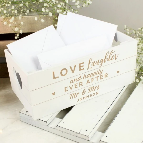 Personalised Love Laughter & ... White Wooden Crate 1 Personalised Love Laughter & ... White Wooden Crate