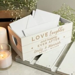 Personalised Love Laughter & ... White Wooden Crate 8 Personalised Love Laughter & ... White Wooden Crate -PERSONALISE STORE p0111d50 3