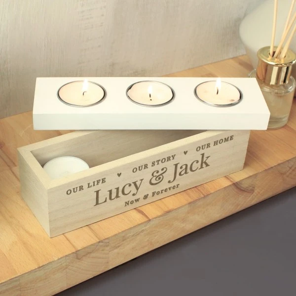 Personalised Our Life Story & Home Triple Tea Light Box 3 Personalised Our Life Story & Home Triple Tea Light Box - Image 3
