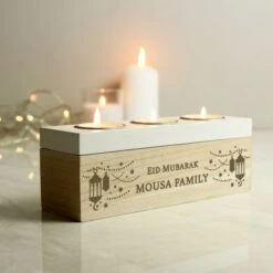 Personalised Eid And Ramadan Triple Tea Light Box -PERSONALISE STORE p0111e09 2