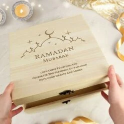 Personalised Eid And Ramadan Large Wooden Keepsake Box