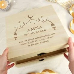 Personalised Eid And Ramadan Large Wooden Keepsake Box -PERSONALISE STORE p0111e10 3