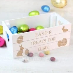 Personalised Easter Bunny White Wooden Crate -PERSONALISE STORE p0111e20 5