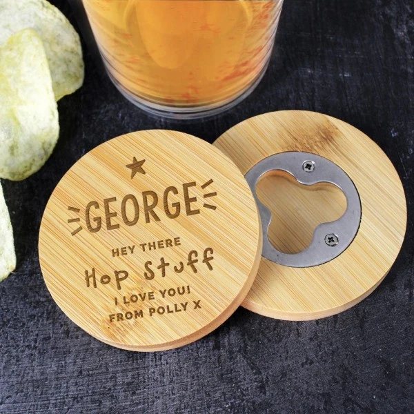 Personalised Star Bamboo Bottle Opener Coaster 4 Personalised Star Bamboo Bottle Opener Coaster - Image 4