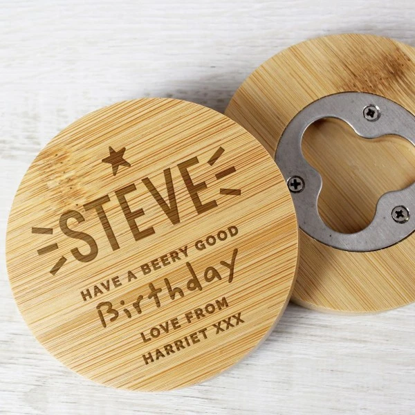 Personalised Star Bamboo Bottle Opener Coaster 7 Personalised Star Bamboo Bottle Opener Coaster - Image 7