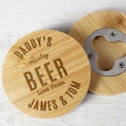 Personalised Free Text Bamboo Bottle Opener Coaster 12 Personalised Free Text Bamboo Bottle Opener Coaster -PERSONALISE STORE p0111e32 5