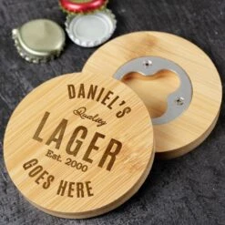 Personalised Free Text Bamboo Bottle Opener Coaster 13 Personalised Free Text Bamboo Bottle Opener Coaster -PERSONALISE STORE p0111e32 6