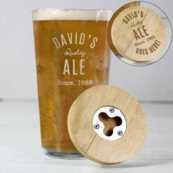 Personalised Free Text Bamboo Bottle Opener Coaster And Pint Glass -PERSONALISE STORE p0111e35 5