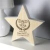Personalised Dad Of The Year Rustic Wooden Star Decoration