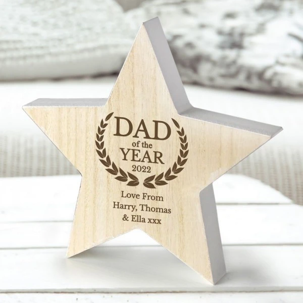 Personalised Dad Of The Year Rustic Wooden Star Decoration 3 Personalised Dad Of The Year Rustic Wooden Star Decoration - Image 3