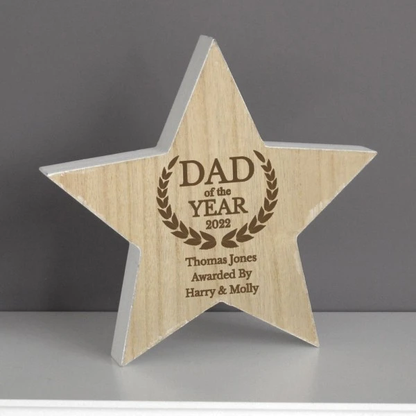 Personalised Dad Of The Year Rustic Wooden Star Decoration 4 Personalised Dad Of The Year Rustic Wooden Star Decoration - Image 4