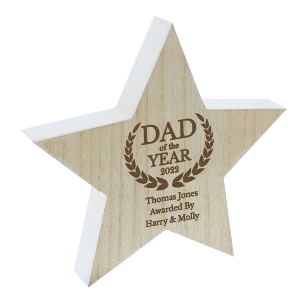Personalised Dad Of The Year Rustic Wooden Star Decoration 5 Personalised Dad Of The Year Rustic Wooden Star Decoration - Image 5
