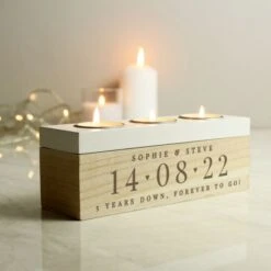 Personalised Large Date Triple Tea Light Box -PERSONALISE STORE p0111e54 3