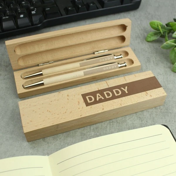 Personalised Name Only Wooden Pen And Pencil Set 3 Personalised Name Only Wooden Pen And Pencil Set - Image 3