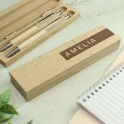 Personalised Name Only Wooden Pen And Pencil Set 8 Personalised Name Only Wooden Pen And Pencil Set -PERSONALISE STORE p0111f55 3