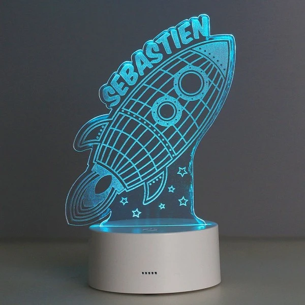 Personalised Space Rocket LED Colour Changing Wireframe Night Light 1 Personalised Space Rocket LED Colour Changing Wireframe Night Light