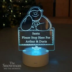 Personalised The Snowman LED Colour Changing Decoration & Night Light
