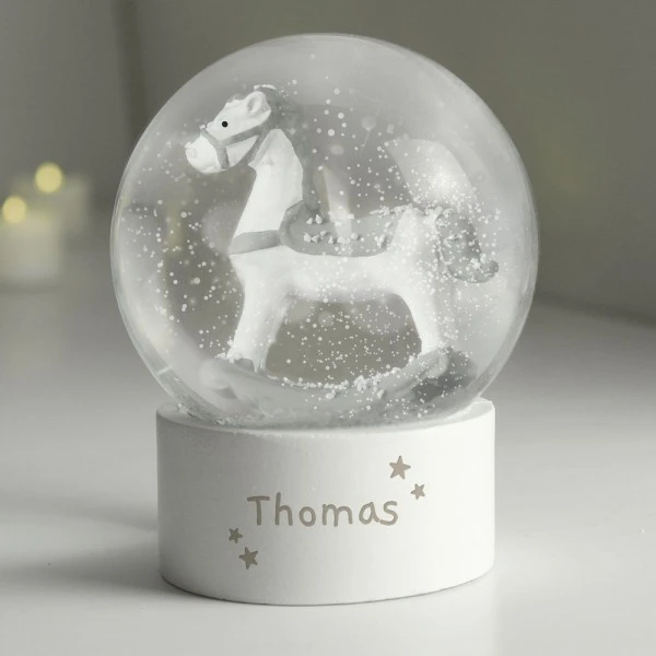 Personalised Name Only Rocking Horse Glitter Snow Globe 2 Personalised Name Only Rocking Horse Glitter Snow Globe - Image 2