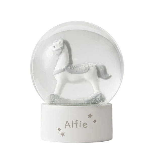 Personalised Name Only Rocking Horse Glitter Snow Globe 5 Personalised Name Only Rocking Horse Glitter Snow Globe - Image 5