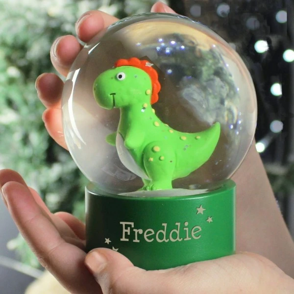 Personalised Name Only Dinosaur Glitter Snow Globe 2 Personalised Name Only Dinosaur Glitter Snow Globe - Image 2