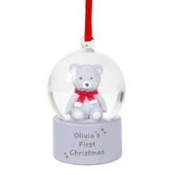 Personalised Message Teddy Bear Glitter Snow Globe Tree Decoration -PERSONALISE STORE p0113a43 4