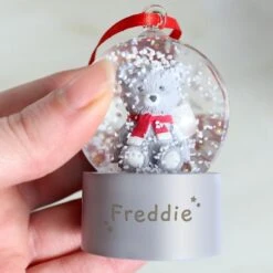 Personalised Name Only Teddy Bear Glitter Snow Globe Tree Decoration -PERSONALISE STORE p0113a44 2