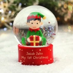 Personalised Message Elf Glitter Snow Globe -PERSONALISE STORE p0113a51 3