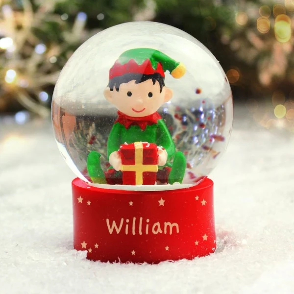 Personalised Name Only Elf Glitter Snow Globe 2 Personalised Name Only Elf Glitter Snow Globe - Image 2