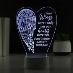 Personalised Angel Wings Memorial Colour Changing LED Light