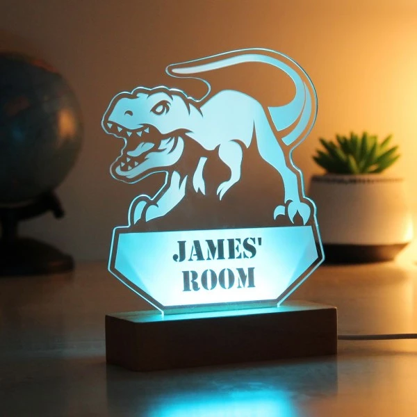 Personalised Dinosaur Wooden Based LED Light 1 Personalised Dinosaur Wooden Based LED Light