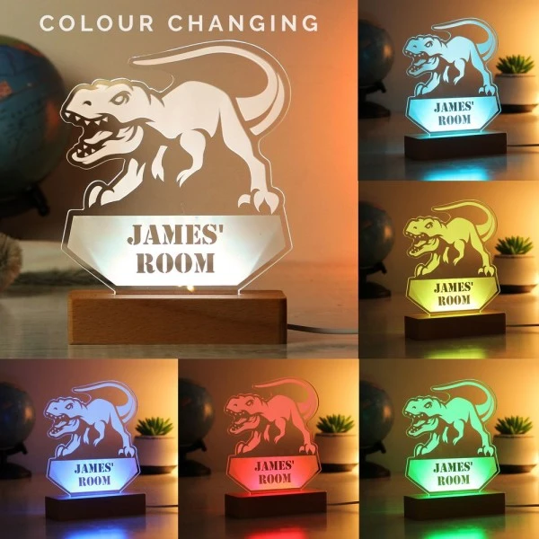 Personalised Dinosaur Wooden Based LED Light 2 Personalised Dinosaur Wooden Based LED Light - Image 2